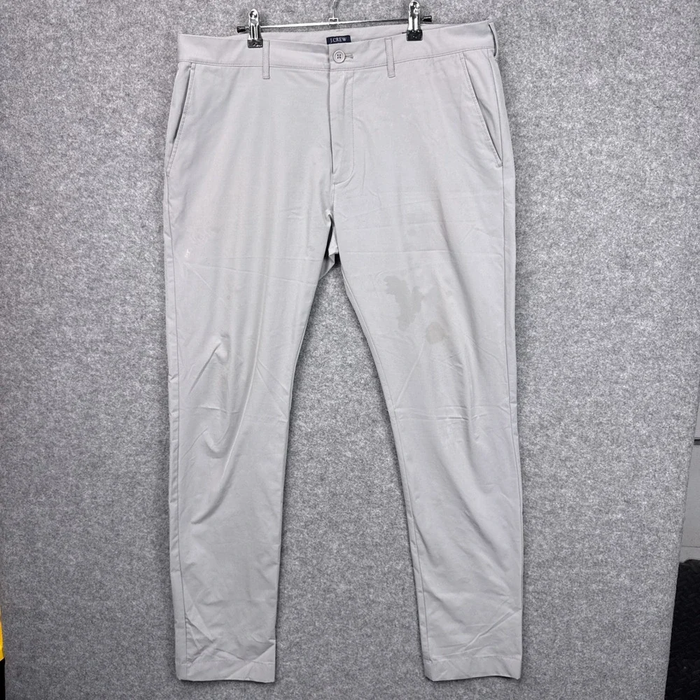 J.Crew Flex Slim Mens 36x34 Light Grey Performance Tech Chino Pants Slim Fit